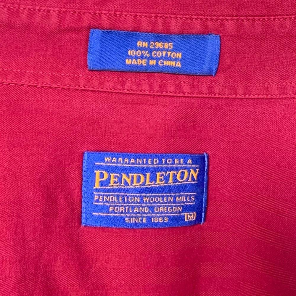 Vintage Red Pendleton Cotton Button Down Shirt Bu… - image 4